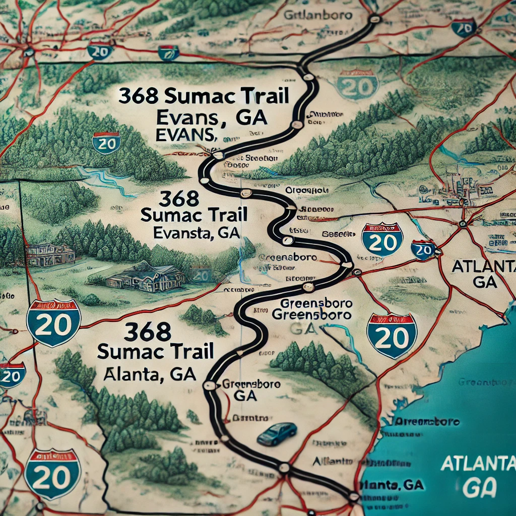 368 sumac trail evans ga 30809 to atlanta ga