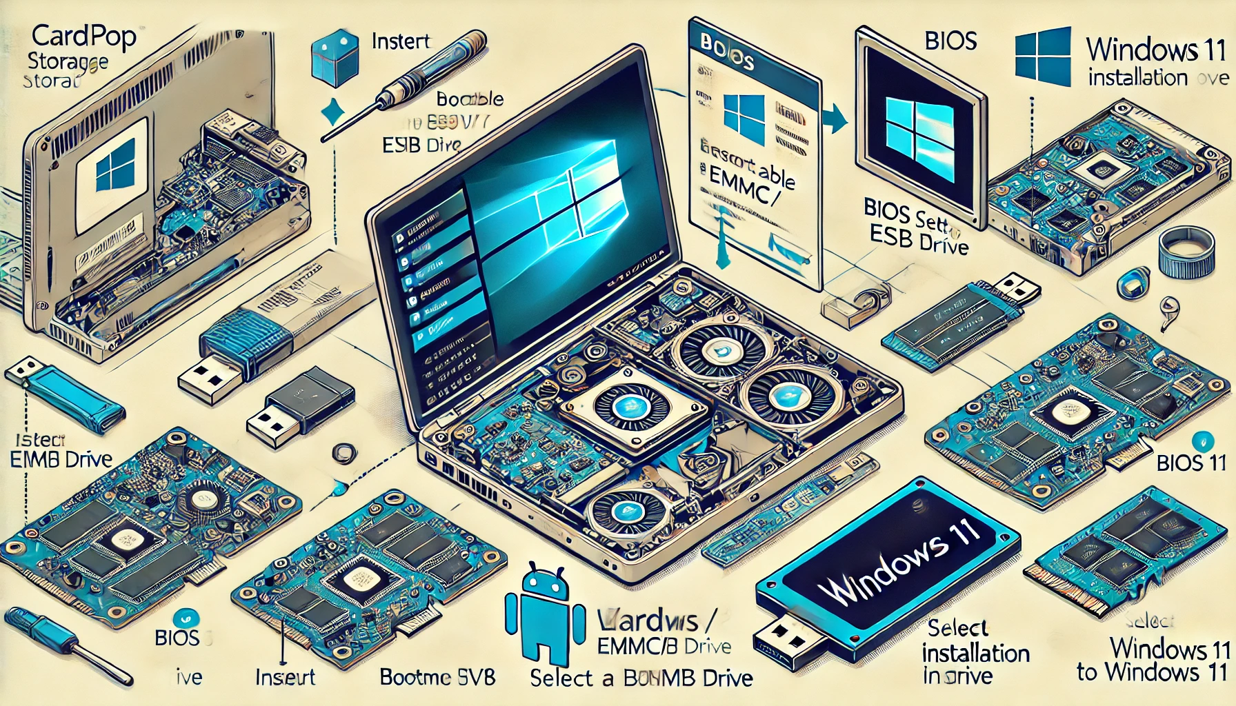 how to change cardpop l 82v8 emmc/b to windows 11